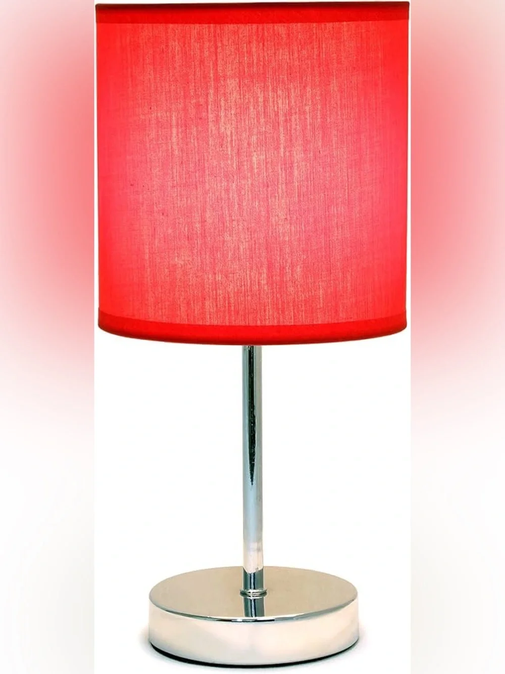 Red Mini Table Lamp Chrome Base Nightstand Desk Lamp